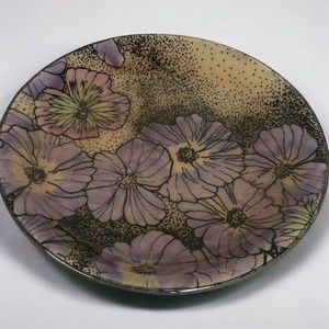 Set of 4 Baldelli Italia 1114 Salad Plate 8 3/4" Art Pottery Purple Pink Flowers